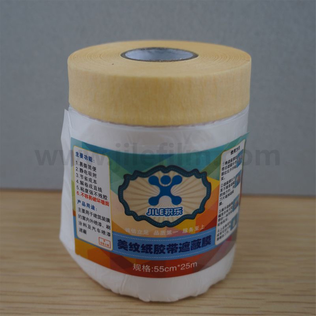 Crepe Taped Masking Film for Building Painting